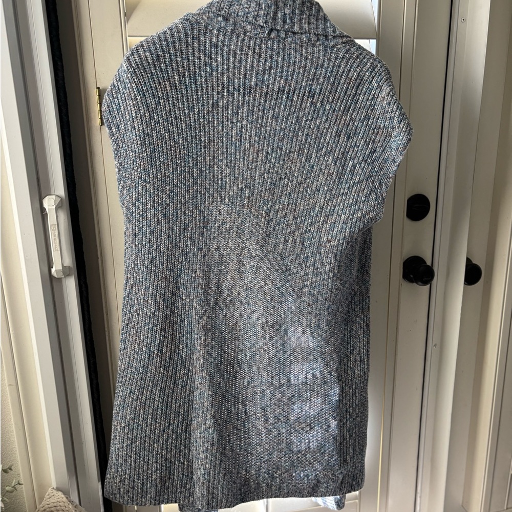 CAbi grey open front cardigan Knit Sweater sleeveless XS collar - Picture 4 of 5